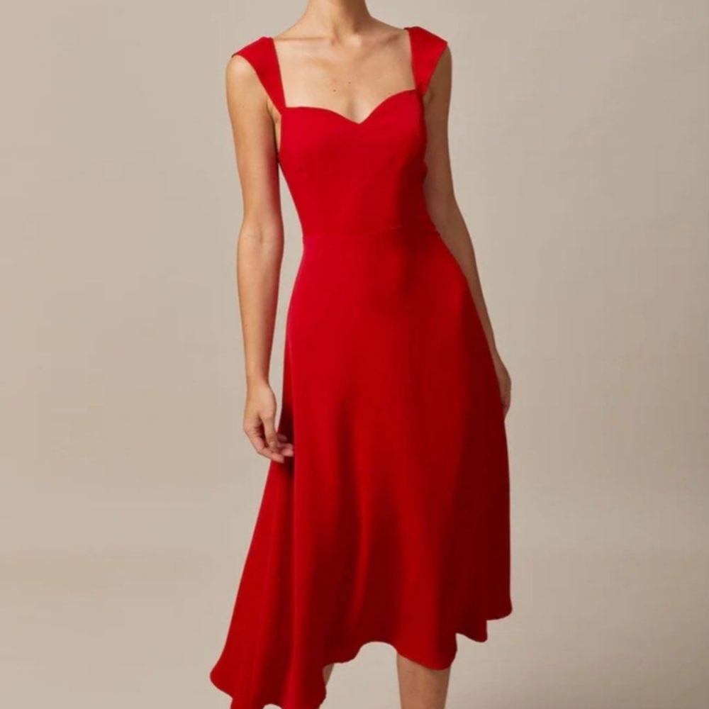 RIHOAS Sweetheart Neck Cap Sleeve Midi Dress